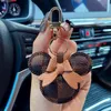 nouveau mode voiture porte-clés faveur souris fleur sac sac à main pendentif charme brun porte-clés pour hommes cadeau en cuir PU lanière porte-clés accessoires