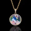 Custom Made Photo Roundness Solid Back Pendant Necklace With Tennis Chain Cubic Zircon Men's Hip Hop Bling Jewelry