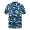 26 Cores Verão Moda Mens Mens Hawaiian Camisas Botão de Manga Curta Coco Impressão Casual Praia Aloha Camiseta Plus Tamanho 5XL 210809