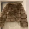 ザードリン長袖のファックスの毛皮のコート女性冬のファッション厚い暖かい毛皮のコートの上着の偽の毛皮のジャケットプラスサイズ211018
