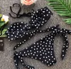 Sweet Tie Bow Dot Print Bikini Off Shoulder Push-Up Boho High Waist Swimsuit Strapless Two Piece Swimwear Beachwear 210429