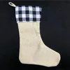 Plaid Christmas Stocking Cotton buffalo Flannel Black Christmas Stockings Christmas Decor Poly Sublimation blanks Santa Stockings GGB2253