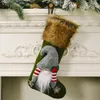 Christmas Stocking met schattige 3D Pluche Zweedse Gnome voor Open haard Opknoping Xmas Decorations Party Decor 17 "XBJK2108