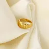 Frech Gold Plated All Body Titanium Steel Croissant Ring All Mathing Vintage Strip Chunky Ring