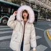 Mulheres Short Parkas Loose Algodão Casacos Inverno Faux Peles Collar Quente Neve Capetos Capuz Outwear Casual 210423