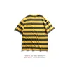 HARAJUKU T Gömlek Marka erkek Gevşek Yarım Kısa Kollu Pamuk Çizgili Kadın Rahat T-shirt Japon Tarzı 210527