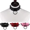 Corquistas Moda Pink Leather Gargantilha Preto Spike Colar Para As Mulheres Rebite Metal Cruzado Collar Meninas Party Club Chockers Gothic Acessório