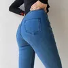 Liberjog kvinnor sträcker jeans slim sexiga push up höfter elastiska bomull denim byxor dragkedja kvinnliga casual byxor plus storlek 210809