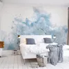 Anpassad någon storlek väggmålning tapet 3d blå grenar akvarell flygande fåglar abstrakt konst foto väggmålning vardagsrum bakgrundsbilder