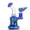 Hookahs 6" Dab Rig Especial Process peacock green and Leopard spots with same style bowl 4mm quartz banger glass water bong little bongs