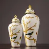 Vasen Kreativität Blumen Vögel Keramikvase Europäischer neoklassizistischer handbemalter großer hoher Boden für Wohnzimmer-Inneneinrichtung
