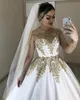 2021 Luxury Bling Dubaï Robes de mariée en or blanc