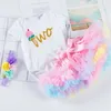 Été bébé filles 2 pièces ensembles dessin animé souris lettre T-shirt + Tutu jupe tenues enfants combinaison E917 210610