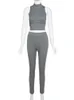 Zweiteilige Damen-Hose, Simenual, gerippt, sportlich, Workout-Loungewear-Sets, ärmelloses Tanktop und Outfits, figurbetont, einfaches Basic-Kombi-Set