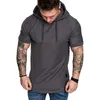 Men's T-Shirts Men T-shirt Summer Solid ShortSleeve T Shirt Casual Slim Hooded Streetwear Tshirt M-3XL Oversize Plus Size Tops
