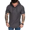 Men's T-Shirts Men T-shirt Summer Solid ShortSleeve T Shirt Casual Slim Hooded Streetwear Tshirt M-3XL Oversize Plus Size Tops