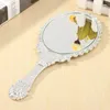 1Pcs Silber Vintage Spiegel Damen Floral Repousse Oval Runde Make-Up Hand Halten Spiegel Prinzessin Dame Make-Up Schönheit Kommode geschenk