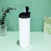 Sublimatie 20oz 30 oz rechte skinny tumbler met twee functie deksels roestvrij staal dubbele muur geïsoleerde blanks sippy waterfles siliconen stro koffiekopje mokken