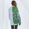 Koszula drukująca dla kobiet Lapel Collar z długim rękawem Patchwork Hit Kolor Cekinę Luźnej Bluzki Kobiet Jesień Ubrania 210524
