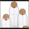 Housekeeping Organization Home Garden3Pcs Transparent Glass Storage Tank Borosilicate Sealed Grains Container With Cork Bottles & Jars Drop D