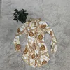 Vrouwen blouse lange mouw kettingen print shirts vintage kantoor dames tops femme k7010