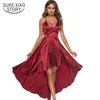 Mode Femmes Robe d'été Sexy ES Party Night Club Deep V-Col V-Col Irrégulière Satin 3341 50 210506