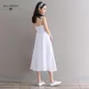Japanese Summer Women Dresses Spaghetti Strap Lace Cotton Linen Mori Girl Sexy V-neck White Orange Vestidos 210520