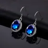 Ganchos para mujer 925 pendientes de gota de plata de ley 925 zafiro Vintage joyería de marca de lujo