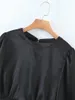 Элегантные женщины черные атласные рубашки мода женские шеи короткие вершины уличные женские шикарные пустоты без спинки 210527