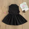 2021 Toddler Baby Girls Retro Dress Sleeveless Double-Breasted Windbreaker Dress Party Pageant Belt Buckle Princess Dress 1-6Y Q0716