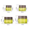 Lege olijfgroene glas cosmetische potten make-up monster containers flessen met houtnerf lekvrije plastic deksels bpa gratis voor lotion, crème, modder masker of was