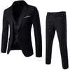 Conjunto de traje para hombre de lujo Blazer formal + chaleco + pantalones trajes conjunto de gran tamaño para la oficina de bodas de los hombres conjunto de traje de negocios más tamaño 3 unids / set 211120