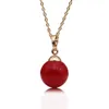 Pataya Fine Coral Red Shell Pearls длинные ожерелья 585 розовые золотые женщины вечеринка простая мода ювелирные изделия свадьба круглая подвеска