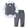 Baby Baby Jongens Lange Mouw + Vest + Broek Herfst Mode Kleding Sets 3 Stuks Kids Jongen Gentleman Kleding past 210521