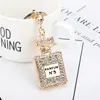 Jewelry Rhinestone Crystal 3 Colors Perfume Bottle Shape Pendant Keychain Gifts Car Handbag Key Holder Party Gift