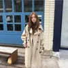 Kobiety Moda Trench Płaszcz Wiosna Jesień Podwójne Piersi Długie Płaszcze Panie Obracać Kołnierz Khaki Koreański Windbreaker 210525