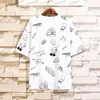 SingleRoad Men Oversized T-shirt Anime Full Print Cotton Hip Hop Tshirt Male Japanese Streetwear Harajuku T Shirt For Men 210410