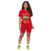 Sommer Frauen Tracksuits Lippendruck Kurzarm T-Shirt + Shorts Solid Color 2-Stück Jogger Sets Yoga-Outfits Plus Size Fitness