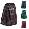 Gonne da uomo Kilt tradizionale scozzese cintura pieghettata catena bilaterale marrone gotico punk tartan scozzese pantaloni gonne H1206