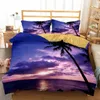 Golden Sunset Bedding Set Tropical Beach Holiday Duvet Cover Girl Bed Linne Sunrise Quilt Pillowcase Single Double Sets