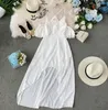 Celebrity Tuxedo 2021 Summer Fit Off Axel Foreign Style Ruffle V-Neck Suspender Dress Long kjol Kvinnors badkläder