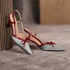 Meotina Sandals Женщины высокий каблук мода обувь лук заостренный носок вечеринка обувь задняя ремешка пряжка тонкие каблуки сандалии черные 41 42 210520