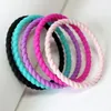 Braccialetti con ciondoli 5 colori Nero Rosa Viola Blu Treccia Twist Cinturino in silicone Braccialetti unisex Cinturini Bracciale uomo donna in gomma 19cm