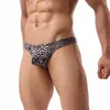 Sous-vêtements 2pcs sexy imprimé léopard hommes tongs g cordes bikini slips hommes sous-vêtements renflement poche culotte gay jockstrap283b