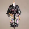 女性のブラウスシャツWOHERB 2021夏の日本のピジャマ女性バスローブシルクパマハルク着物プリントフラワーレディースセクシースリープウェア