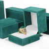 Flannel Smycken Box Earring Ring Box Organizer Green Pendant Bröllop Förlovning Presentpaket för Display 211105