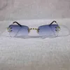 2023 Designer Glasögon Nya vintage Rimless Solglasögon Men Metal Clear Frame Square Shades For Women Summer Club Oculos Glasses