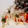 Noël Fer Renne Elk LED Lumière avec Pommes De Pin Décoration Or Argent Cerf Lampe Centre Commercial Ornements Décor À La Maison 211015