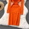 Teeuiear Vintage Ince Kapüşonlu Sonbahar Bodycon Örme Kazak Kısa Elbise Hoodies Vestidos Kış Parti Kadın Kılıf Cep Elbise G1214