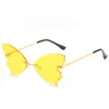 Mode Rahmenlose Schmetterling Strass Sonnenbrille Damen Steampunk Mode Designer Sonnenbrille Gläser